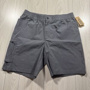 Eddie Bauer Cargo Shorts Men’s L (34x8) Gray Elastic Waist Hiking Outdoors NEW